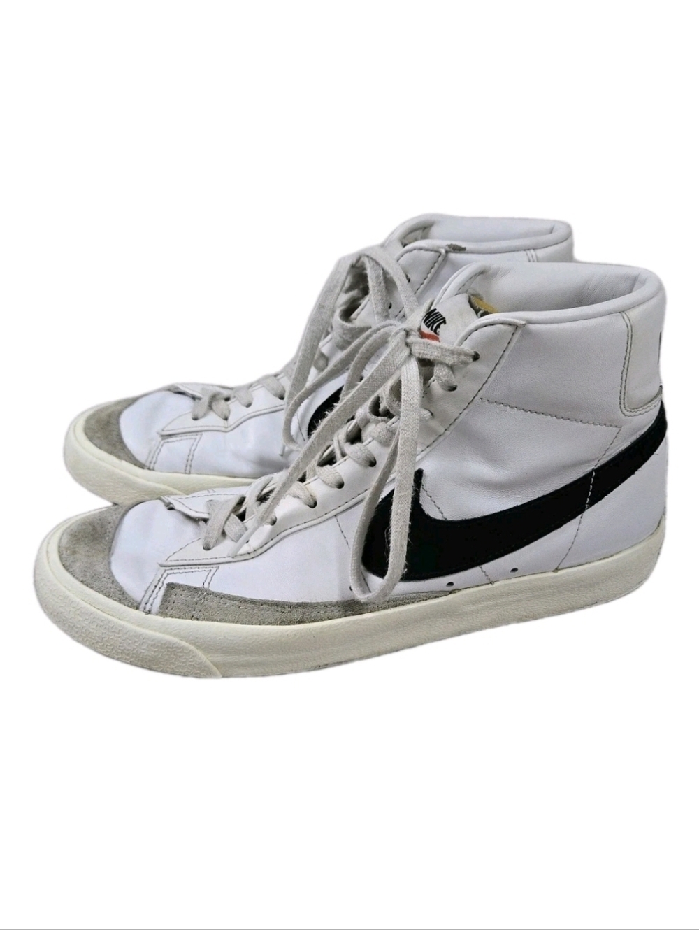 Nike Blazer Mid 77 Vintage White High Top Sneakers Mens 9 Black Suede Check